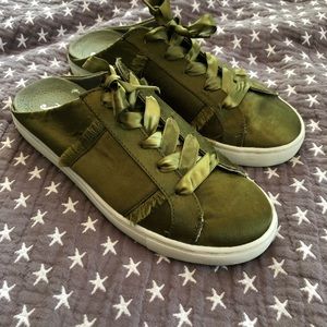 Free People Satiny Olive Slip On Shoes